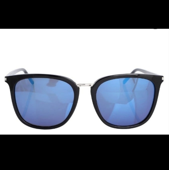 SAINT LAURENT SUNGLASS BLACK FRAME W/BLUE MIRRORED LENS SL 131/K COMBI 004 - Picture 1 of 11